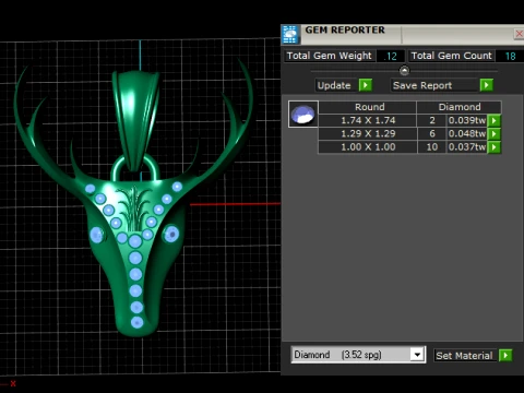 Royal Ruby Stag Gold Pendant 3D Model