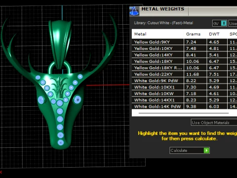 Royal Ruby Stag Gold Pendant 3D Model