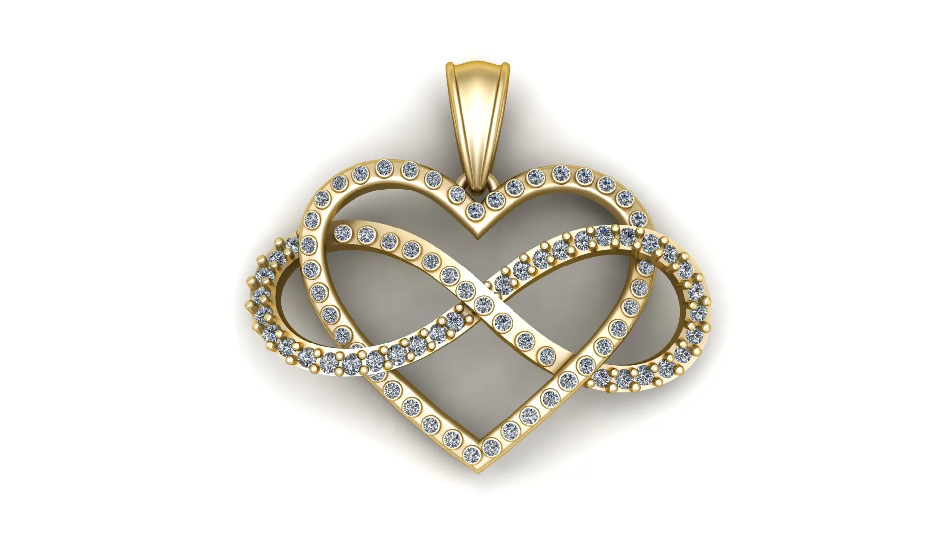 Royal Infinity Heart Gold Pendant 3D Model .c4d .max .obj .3ds .fbx .stl .blend 