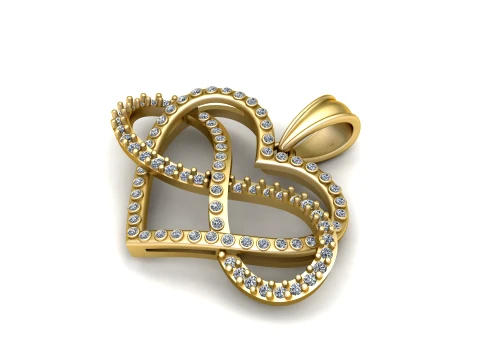 Royal Infinity Heart Gold Pendant 3D Model