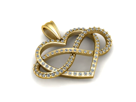 Royal Infinity Heart Gold Pendant 3D Model