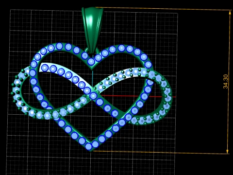 Royal Infinity Heart Gold Pendant 3D Model