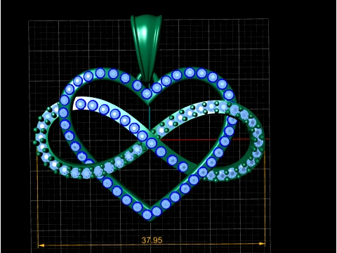Royal Infinity Heart Gold Pendant 3D Model