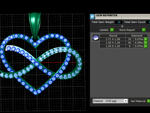 Royal Infinity Heart Gold Pendant 3D Model
