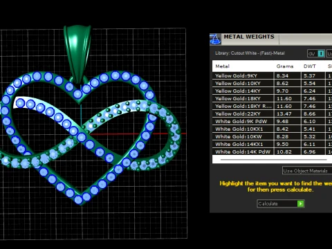 Royal Infinity Heart Gold Pendant 3D Model