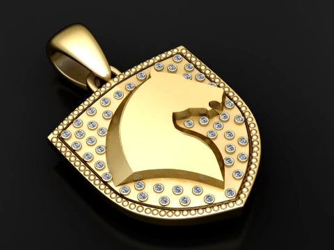 Luxury Horse Head Shield Pendant 3D Print Model
