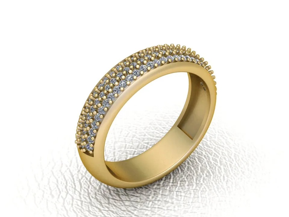 Luxury Multi-Row Diamond Pav Ring 3D Print Model .c4d .max .obj .3ds .fbx .stl .blend 