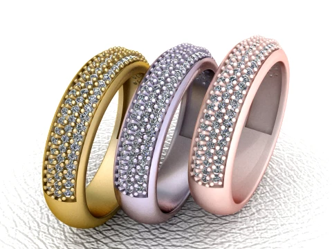 Luxury Multi-Row Diamond Pav Ring 3D Print Model