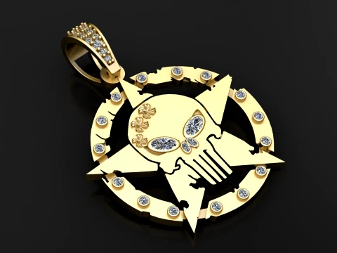 Luxe Skull Star-hanger met diamanten Pav 3D printmodel