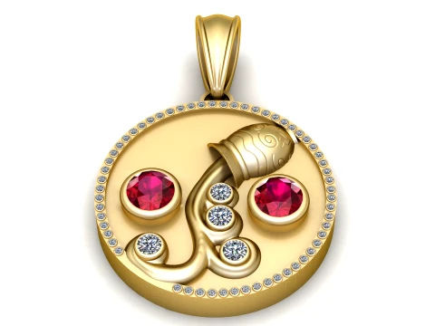 Colgante de Oro Real Acuario Modelo 3D