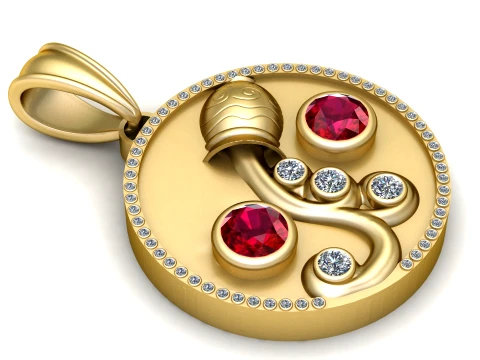 Royal Aquarius Gold Pendant 3D Model