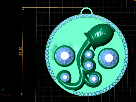 Royal Aquarius Gold Pendant 3D Model