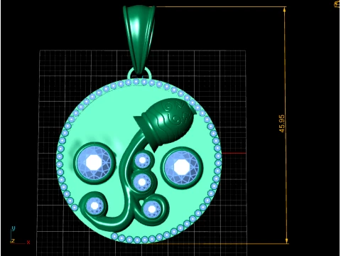 Royal Aquarius Gold Pendant 3D Model