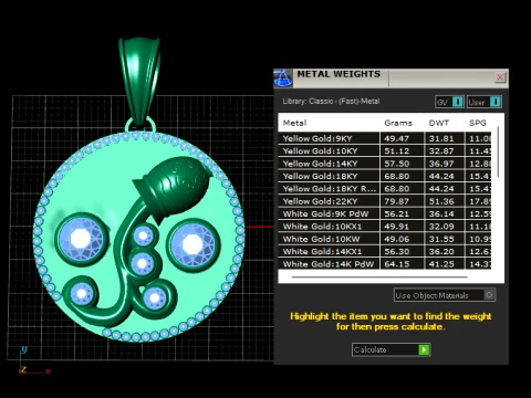 Royal Aquarius Gold Pendant 3D Model