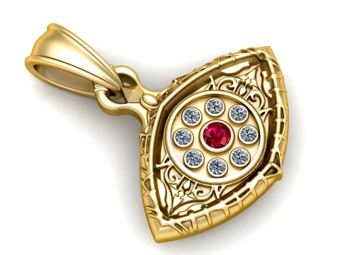 Royal Evil Eye Pendant 3D Model