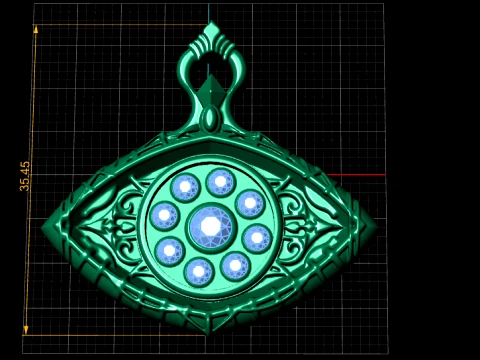 Royal Evil Eye Pendant 3D Model