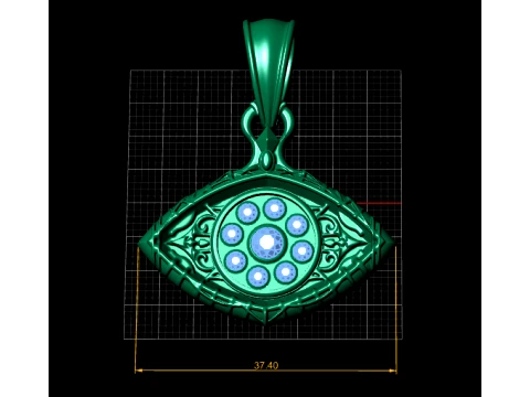 Royal Evil Eye Pendant 3D Model