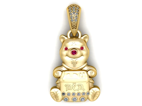Royal Honey Bear Gold Pendant 3D Model