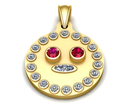 Pingente Royal Ruby Face Ouro Modelo 3D