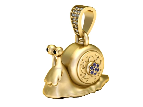 Cute Snail Amethyst Gold Pendant 3D Model