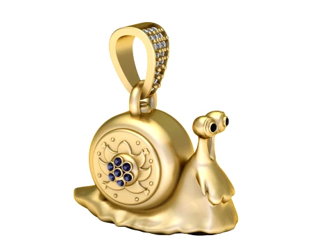 Cute Snail Amethyst Gold Pendant 3D Model
