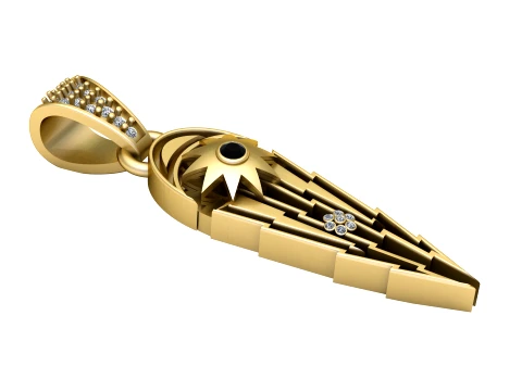 Egyptian Eye Diamond Gold Pendant 3D Model