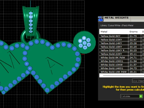 Personalized Double Heart Initial Gold Pendant 3D Model