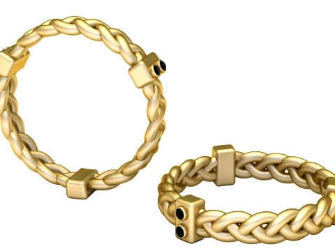 Braided Gold Couple Bracelet Set 3D Model