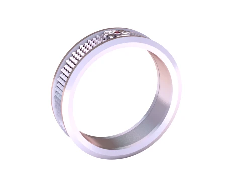 Geometric Floral Ruby Gold Band Ring 3D Model