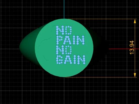 No Pain No Gain Diamond Signet Gold Ring 3D Model