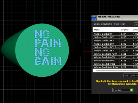 No Pain No Gain Diamond Signet Gold Ring 3D Model
