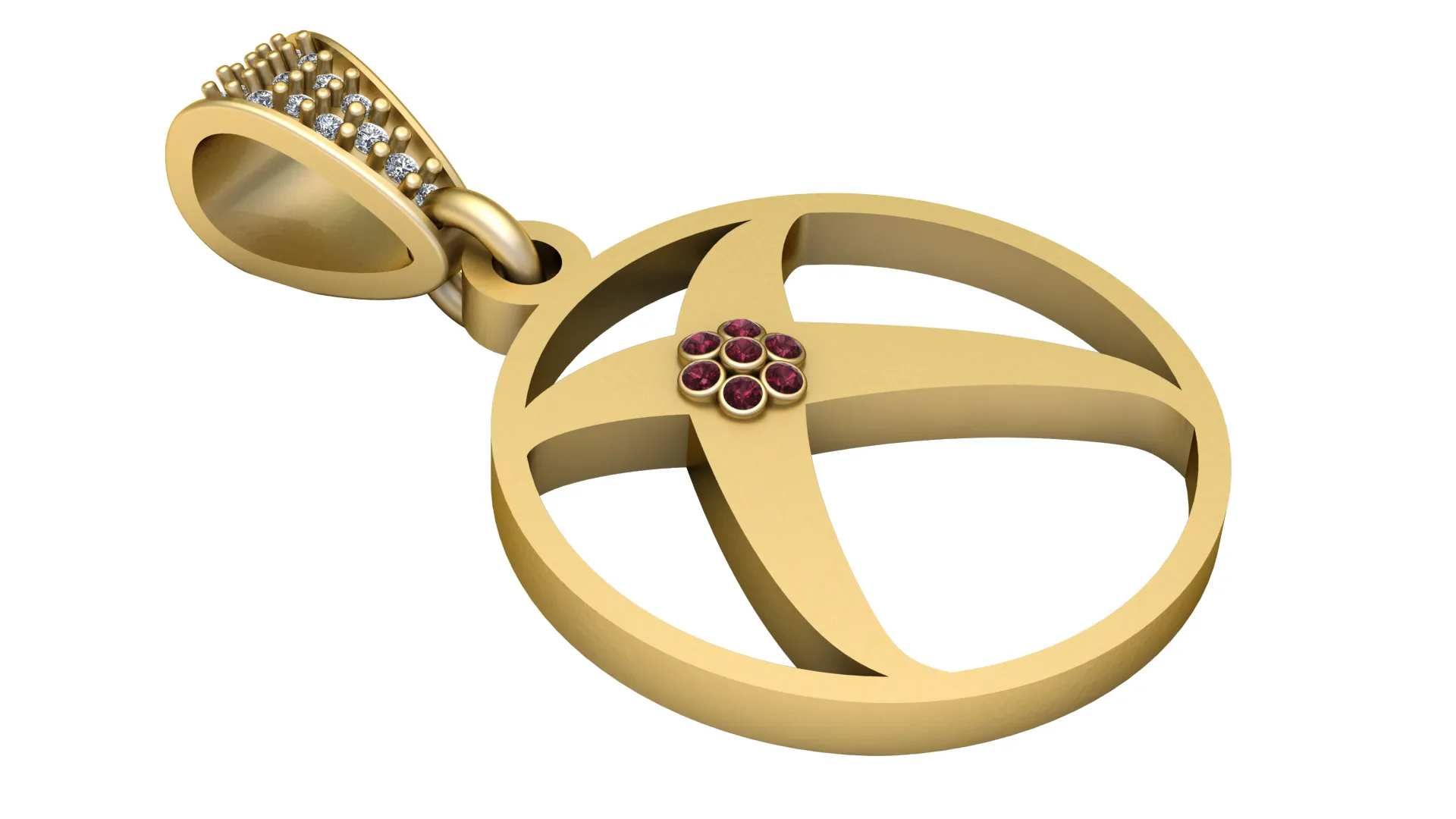 Pingente Ouro Rubi Modelo 3D .c4d .max .obj .3ds .fbx .stl .blend 