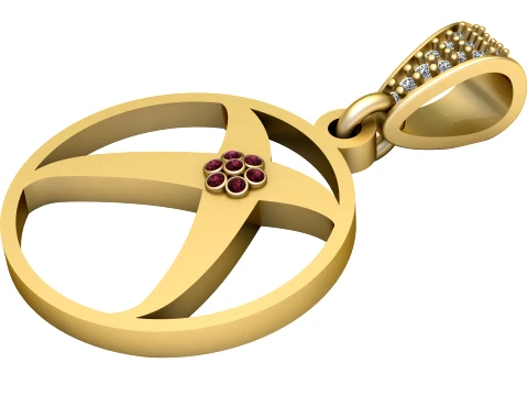 Pingente Ouro Rubi Modelo 3D