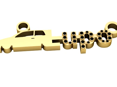 Golden Car Name Pendant 3D Model
