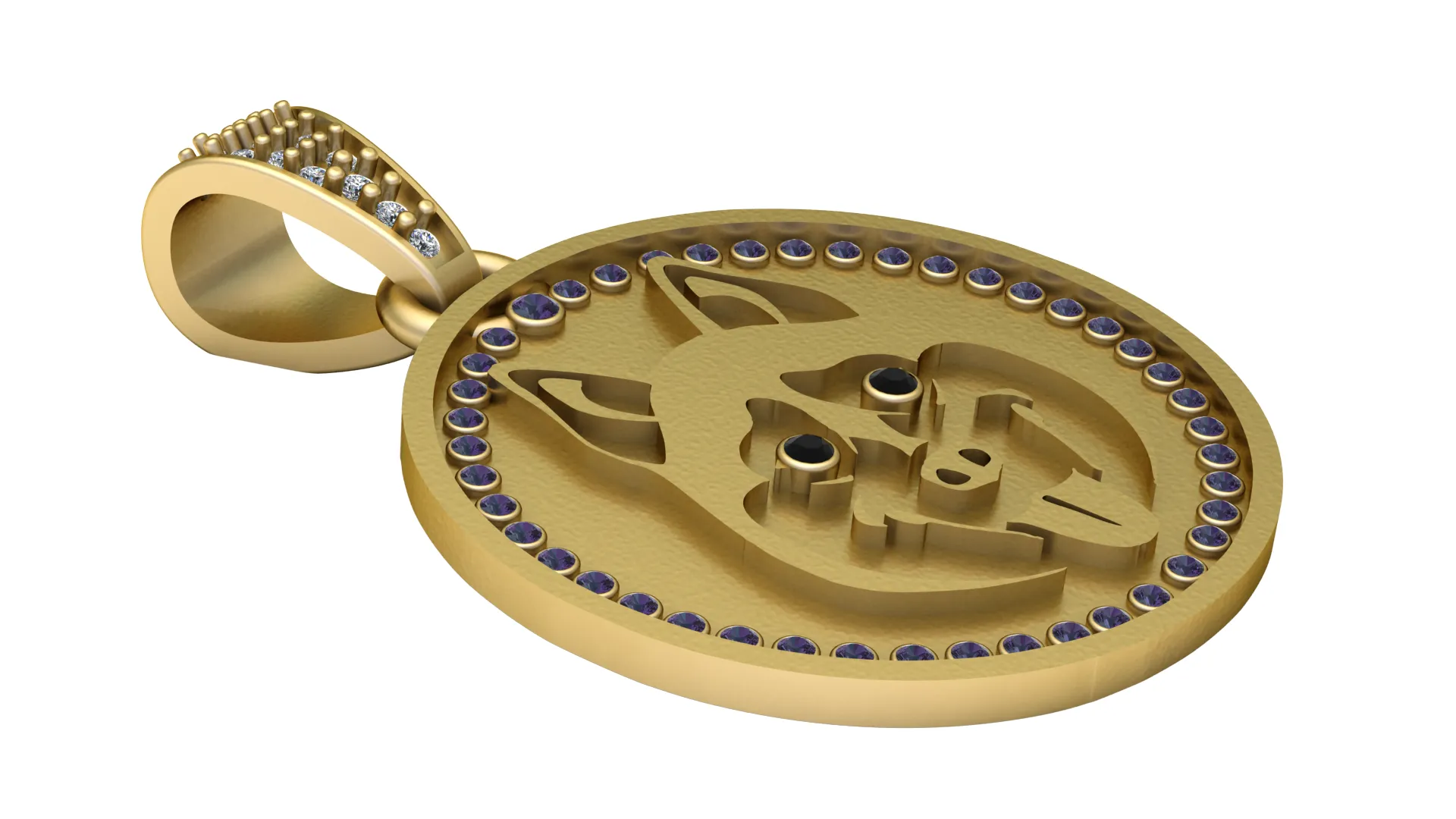 Dog Portrait Pendant 3D Model .c4d .max .obj .3ds .fbx .stl .blend 