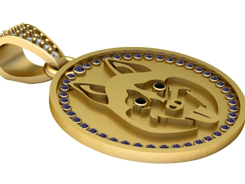 Pendentif portrait de chien Modèle 3D