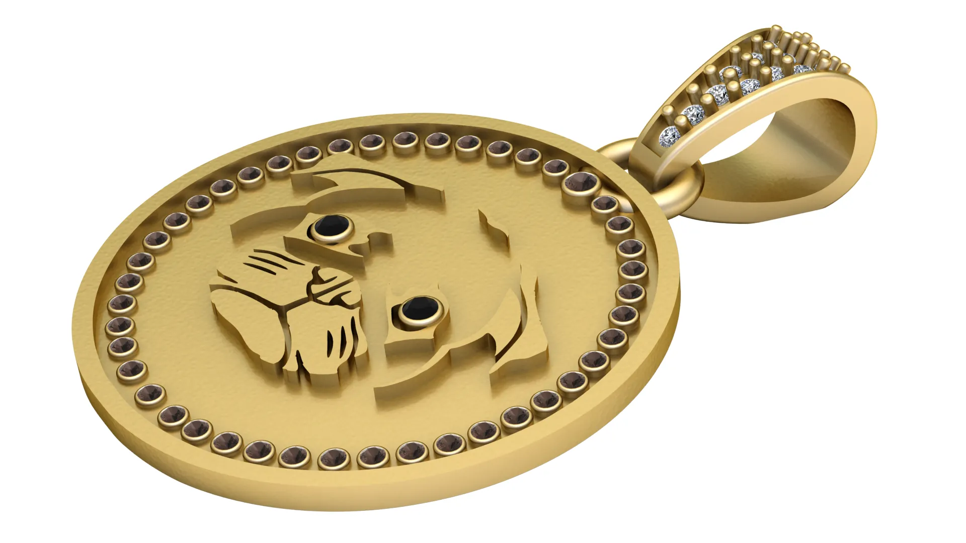 Tiger Face Pendant 3D Model .c4d .max .obj .3ds .fbx .stl .blend 