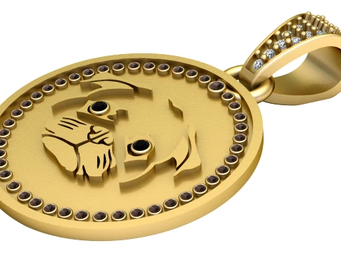 Pendentif visage de tigre Modèle 3D