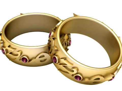 Pulseiras com letras rubi Modelo 3D