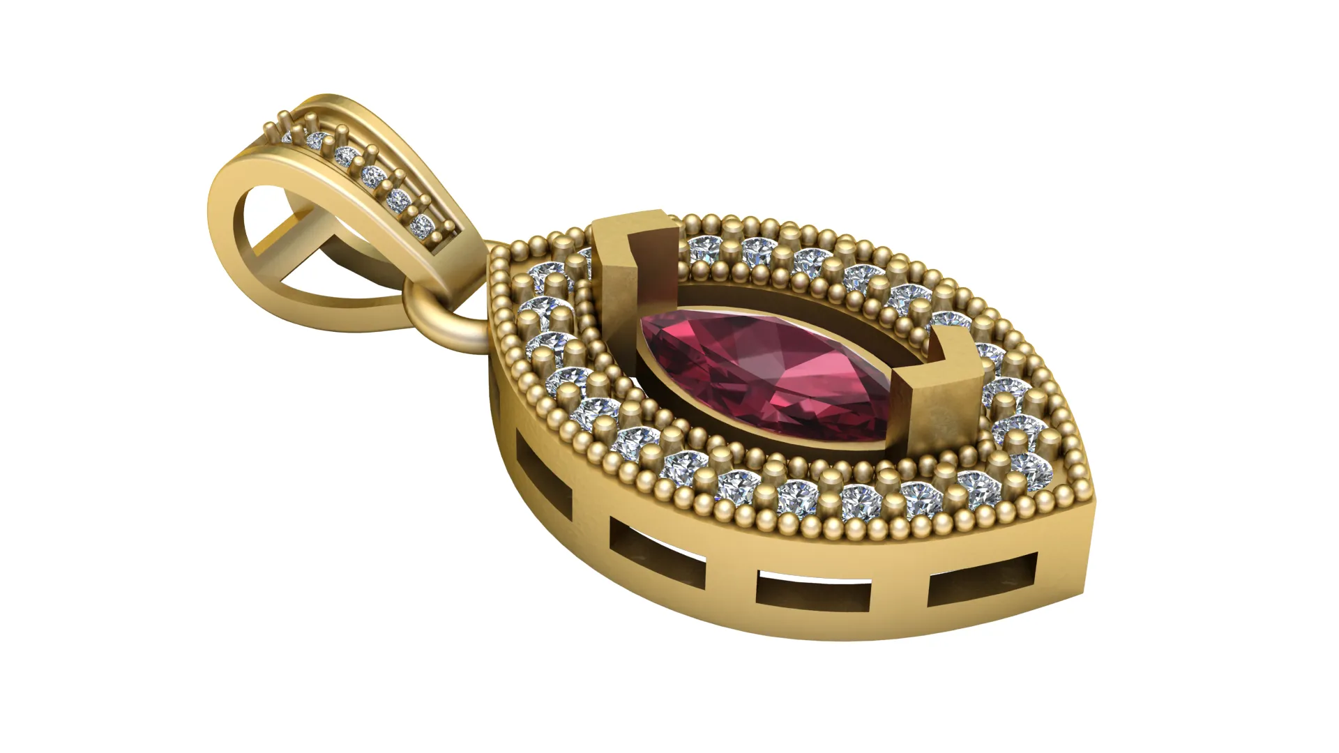Ruby Marquise Pendan 3D Model .c4d .max .obj .3ds .fbx .stl .blend