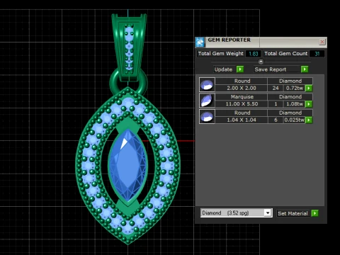 Ruby Marquise Pendan 3D Model