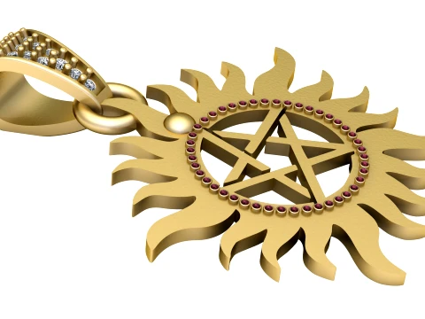 Flaming Star Pendant 3D Model