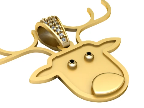 Golden Deer Pendant 3D Model