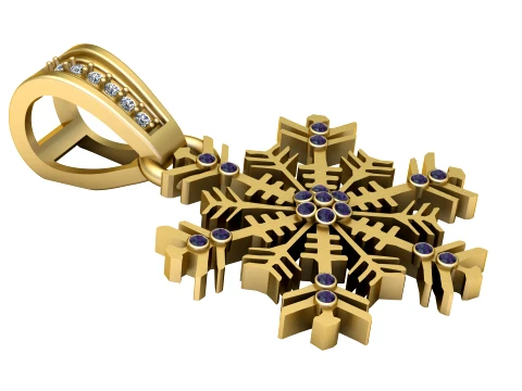 Snowflake Stone Pendant 3D Model
