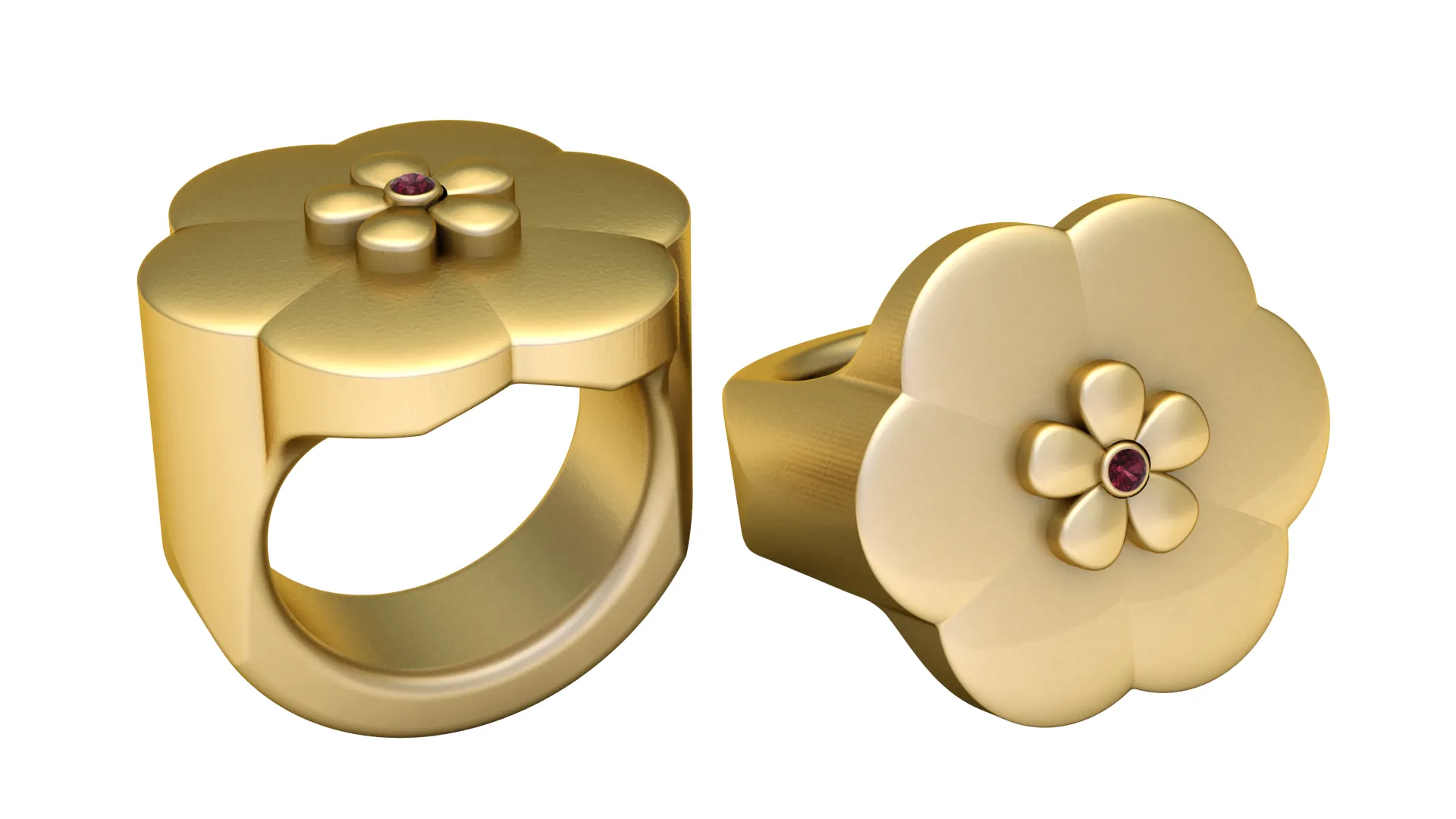 Ruby Floral Ring 3D Model .c4d .max .obj .3ds .fbx .stl .blend 