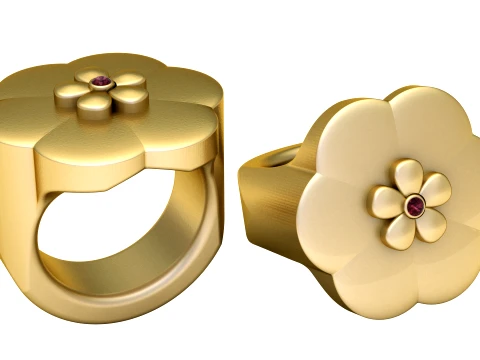 Yakut Çiçek Yüzük 3D Model