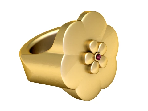 Ruby Floral Ring 3D Model