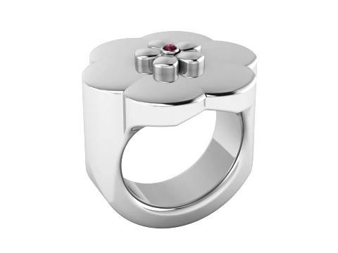Ruby Floral Ring 3D Model