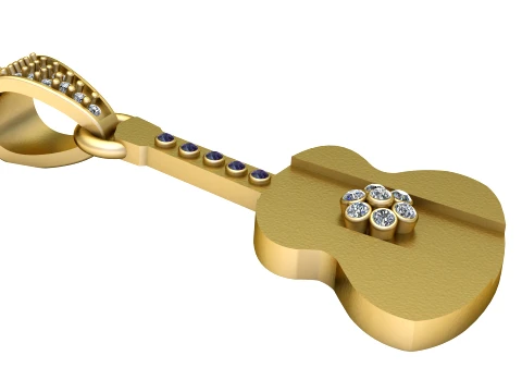 Floral Guitar Pendant 3D Model