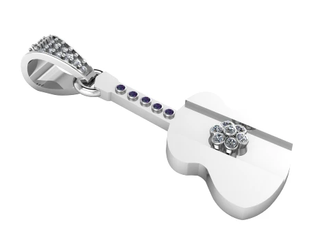 Floral Guitar Pendant 3D Model
